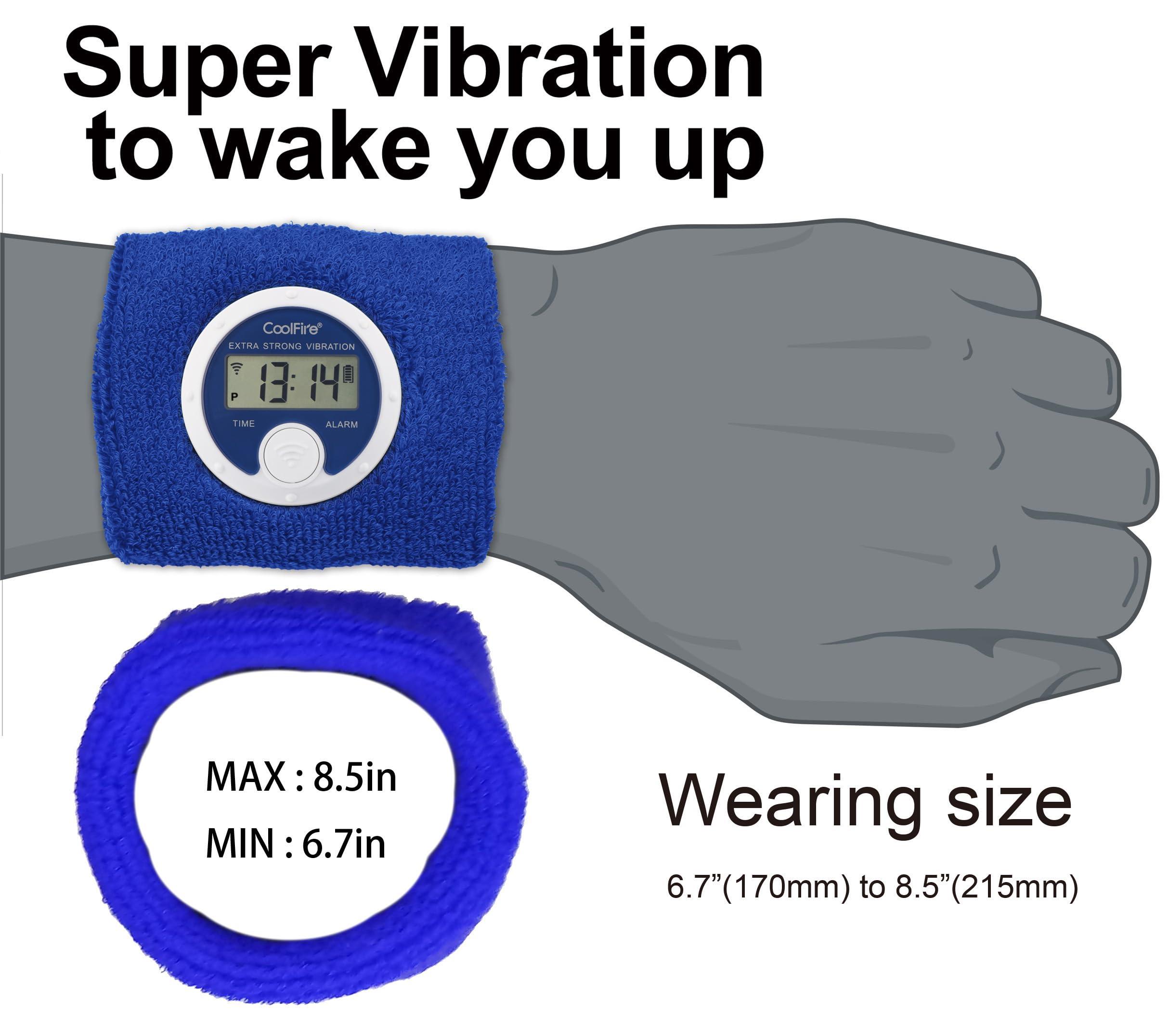 Coolfire Coolfire - Vibrating Alarm Clock Sweatband, Silent Wake Yourself Up Wristband Vibrating Alarm Watch for Couples, Students, Easy to Set on User-Friendly App, Hearing Impaired, USB Chargeable