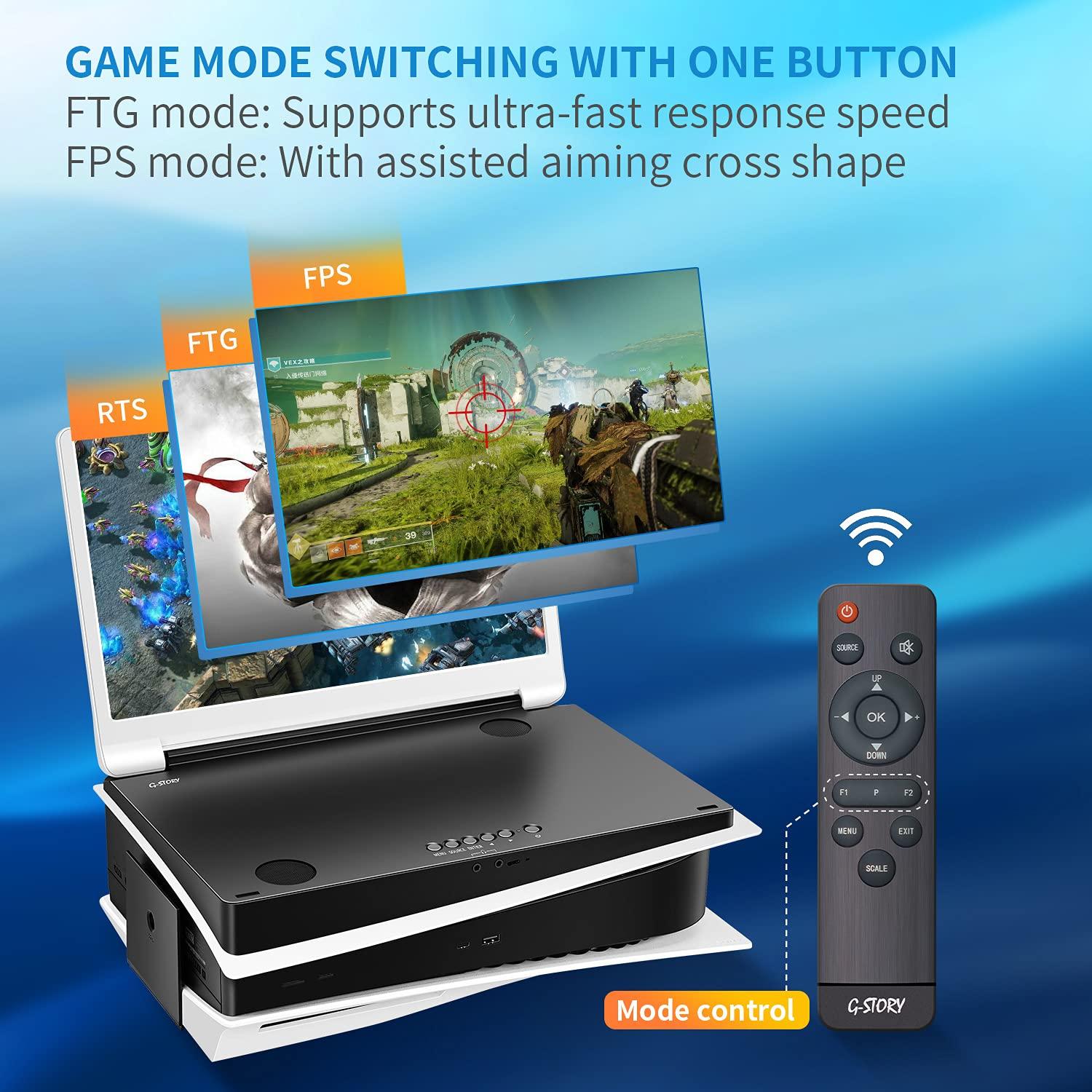 G-STORY G-STORY 15.6" Inch IPS 2K 120Hz Portable Monitor Gaming Display Integrated with PS5(not Included) 2560X1440 with 2 HDMI Ports,FreeSync,Built-in 2 of Multimedia Stereo Speaker,UL (2K&120Hz)