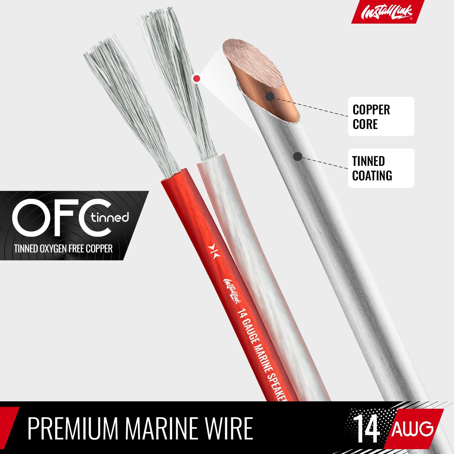 Install Link Marine 14 AWG Gauge Speaker Wire Cable, Tinned OFC (100 Feet) by Install Link
