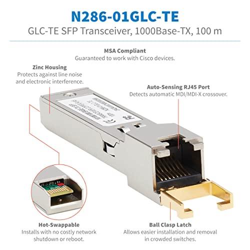 Tripp Lite Tripp Lite Cisco GLC-TE Compatible SFP Transceiver, 10/100/1000Base-TX Module, Copper, RJ45, Cat6 Ethernet, 100 m (N286-01GLC-TE)