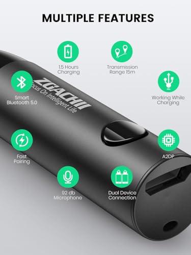 ZOACHII ZOACHII Bluetooth Aux Adapter for Car, Wireless Bluetooth 5.0 Audio Receiver with 3.5mm Jack for Vehicle Truck Home Stereo Speaker Headphone Music Streaming, Handsfree Calling, [1 Piece]