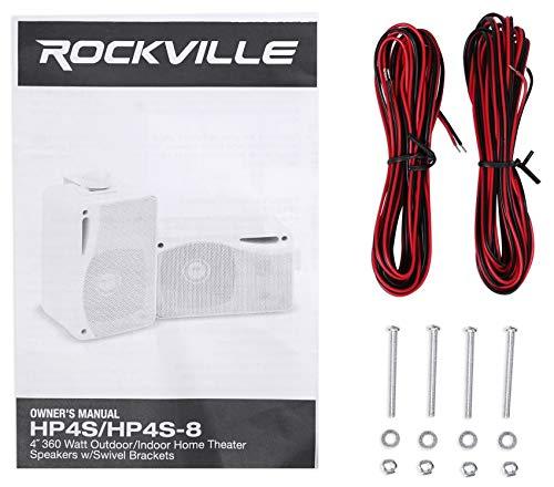 Rockville Rockville Pair HP4S-8 4" Outdoor/Indoor Home Theater Speakers w/Swivel Bracket White