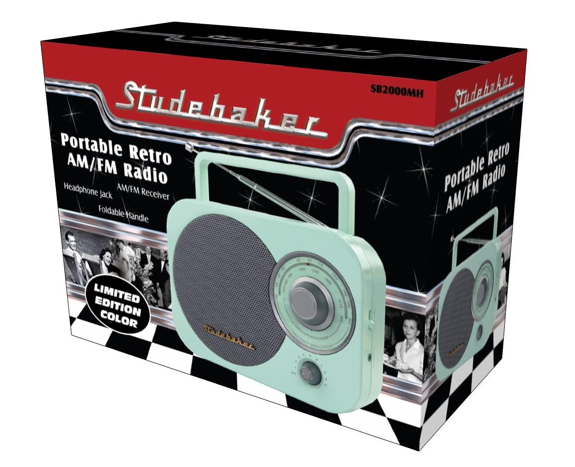 Studebaker Studebaker Mint Green Vintage Home Portable Retro AM/FM Radio with Headphone Jack - (Limited Edition)