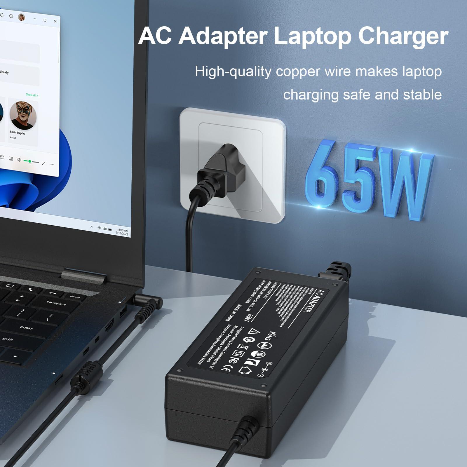 Jippofu 65W Laptop Charger for HP Elitebook 840 850 HP Envy Pavilion X360 15 17,HP Stream 11 13 14,HP 741727-001 HP Probook 650 G4 Laptop Charger 19.5V 3.33A AC Adapter Power Cord Replacement