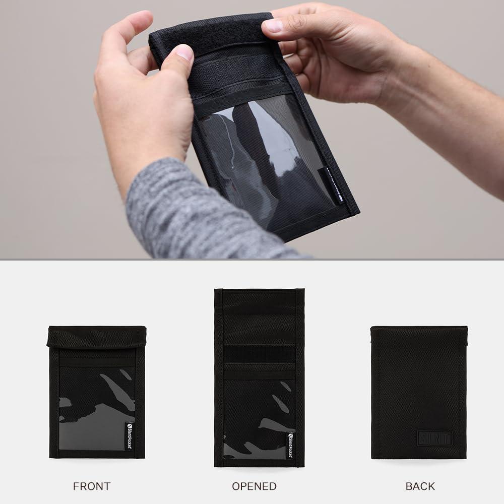 Silent Pocket Silent Pocket SLNT Quick Access Key Fob Faraday Bag w Weatherproof Signal Blocking Nylon, Device Shielding for Key Fobs, Smart Watches, AirPods - Travel, Privacy & Anti-Hacking (Black, Small)