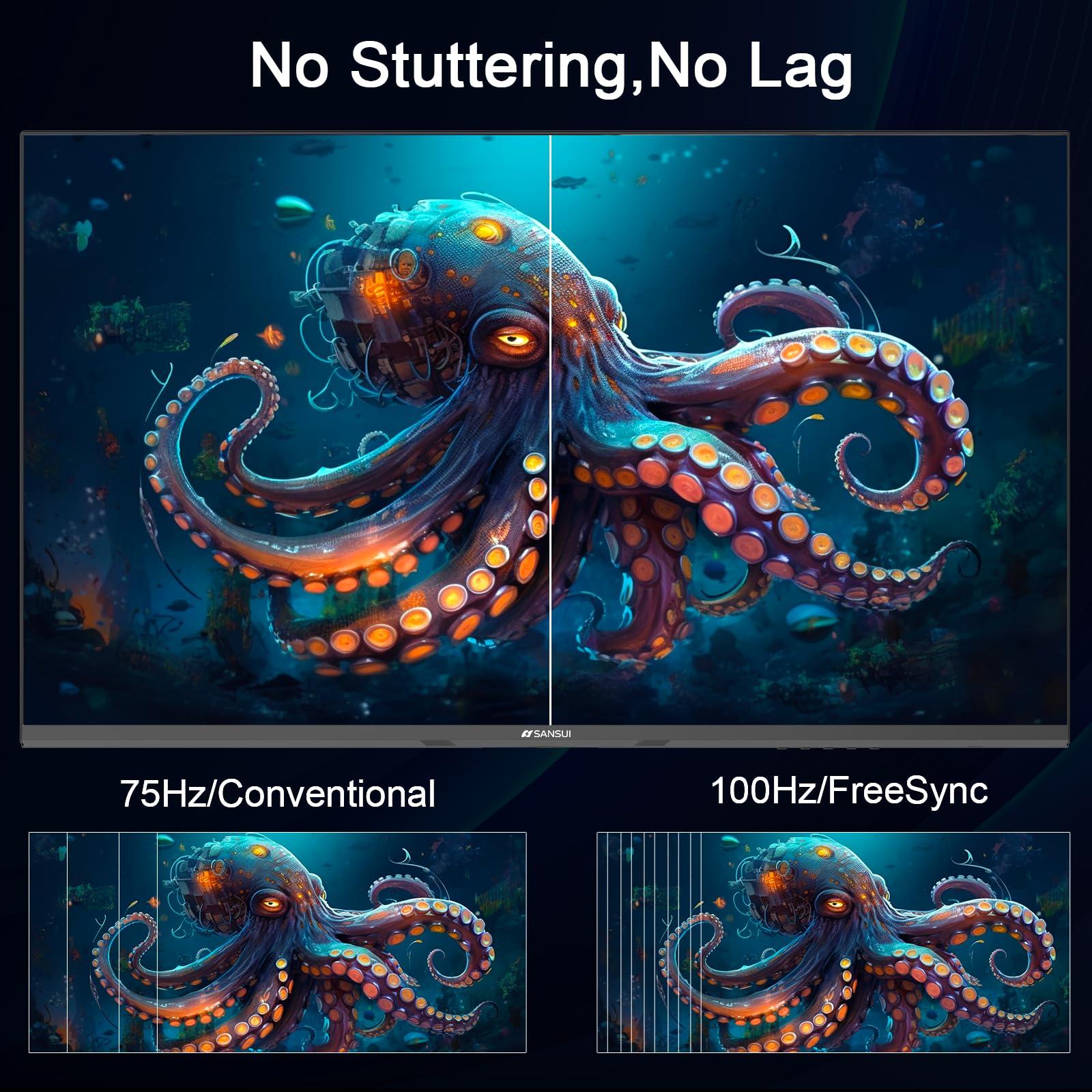 SANSUI SANSUI 24 inch Monitor, IPS Display Computer Monitor with Built-in Speakers, 100Hz Monitor VESA Mount with HDMI Inputs, FHD Monitor for Home Office (ES-24x3A HDMI Cable Included)