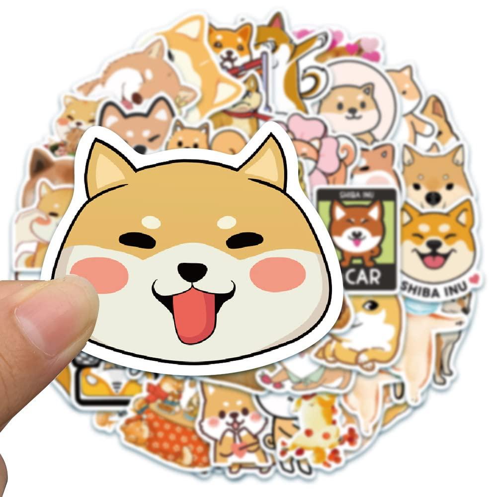 WLJIAO Dog Stickers Decals for Laptops,50 Pcs Cute Funny Fancy Shiba Inu Akita Dogs Waterproof Vinyl Sticker,Water Bottle Phone Skateboard Stickers for Kids,Teens,Adults
