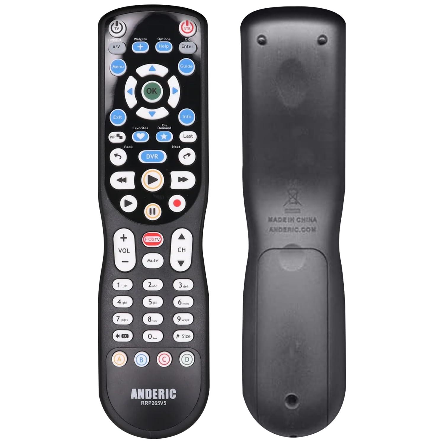 Anderic ANDERIC RRP265V5 Replacement Remote Control Compatible with Verizon FiOS 2-Device, Version 2/3/4/5 RC2655007/01, Work with All FiOS Systems and Set Top Boxes Replacement Controller