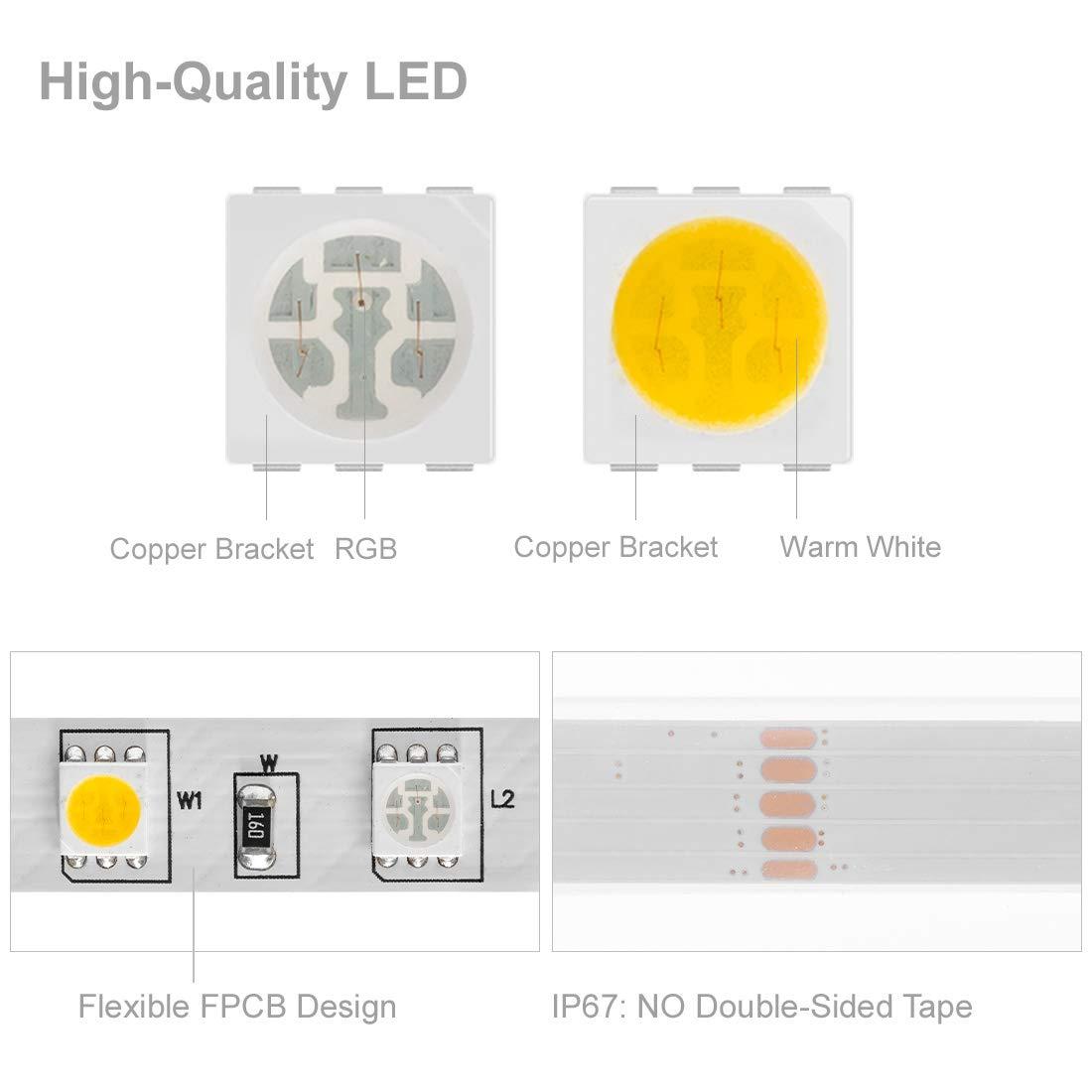 BTF-LIGHTING BTF-LIGHTING 5050 RGBW RGB+Warm White(2700K-3000K) 150RGB+150White LED Tape Light 5m 16.4ft 60LED/m Multi-Colored IP67 12mm Width FPCB DC12V for Bedroom Home Decoration(No Adapter or Controller)