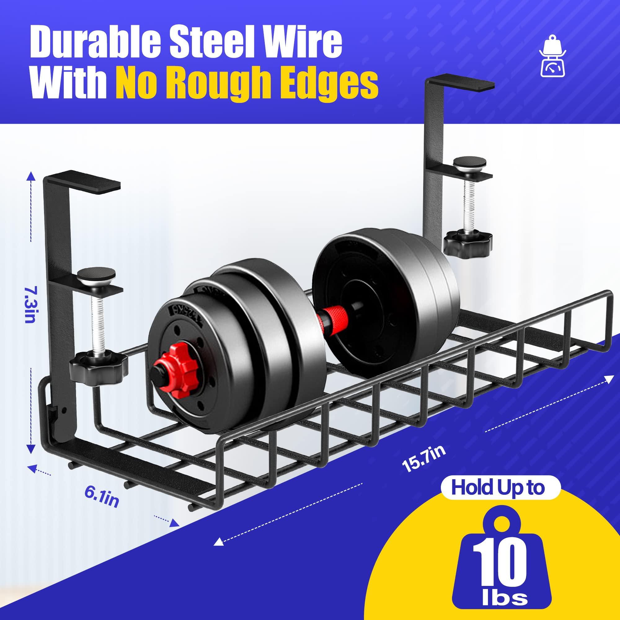 Xpatee Under Desk Cable Management Tray, Xpatee Upgraded Wire Management No Drill No Screws, Cable Tray with Clamp for Desk Wire Management, Computer Cable Rack for Office, Home - No Damage to Desk Black
