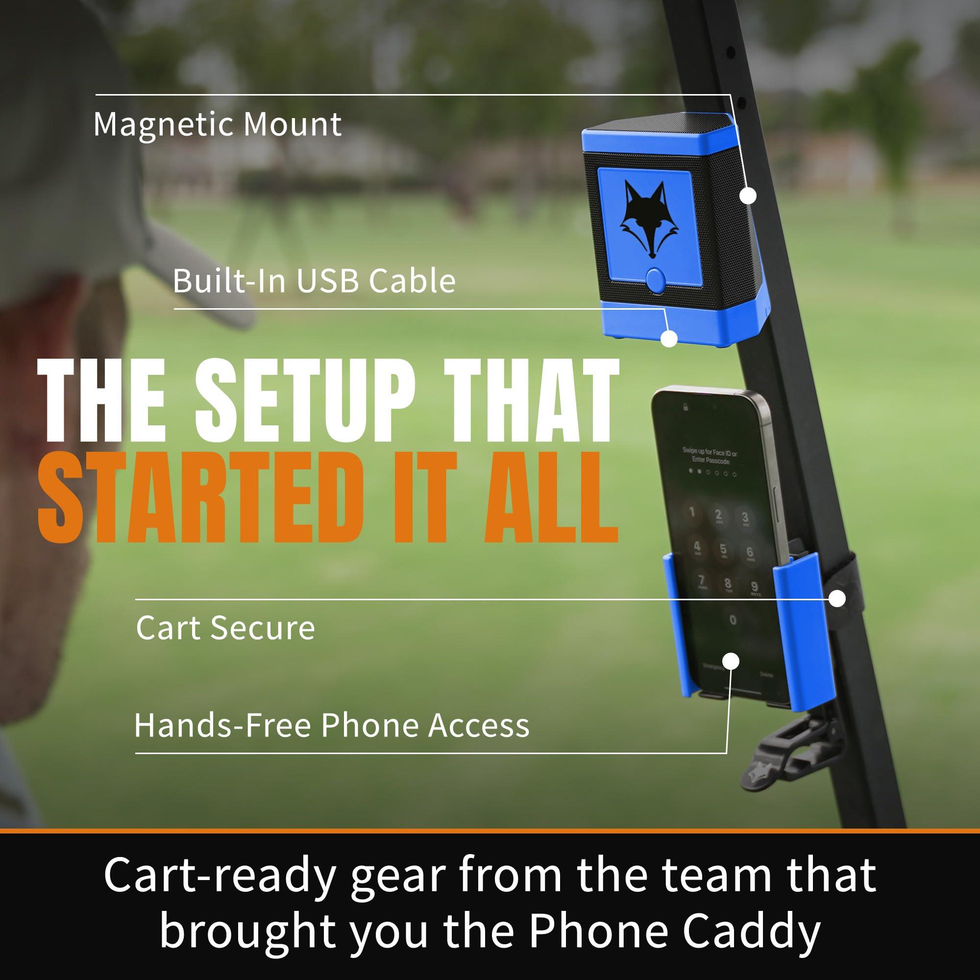 DESERT FOX GOLF Desert Fox DJ-10 Wireless Golf Speaker - Bluetooth Speaker Built Specifically for Golf - Magnetic Attachment to Golf Cart (Blue)