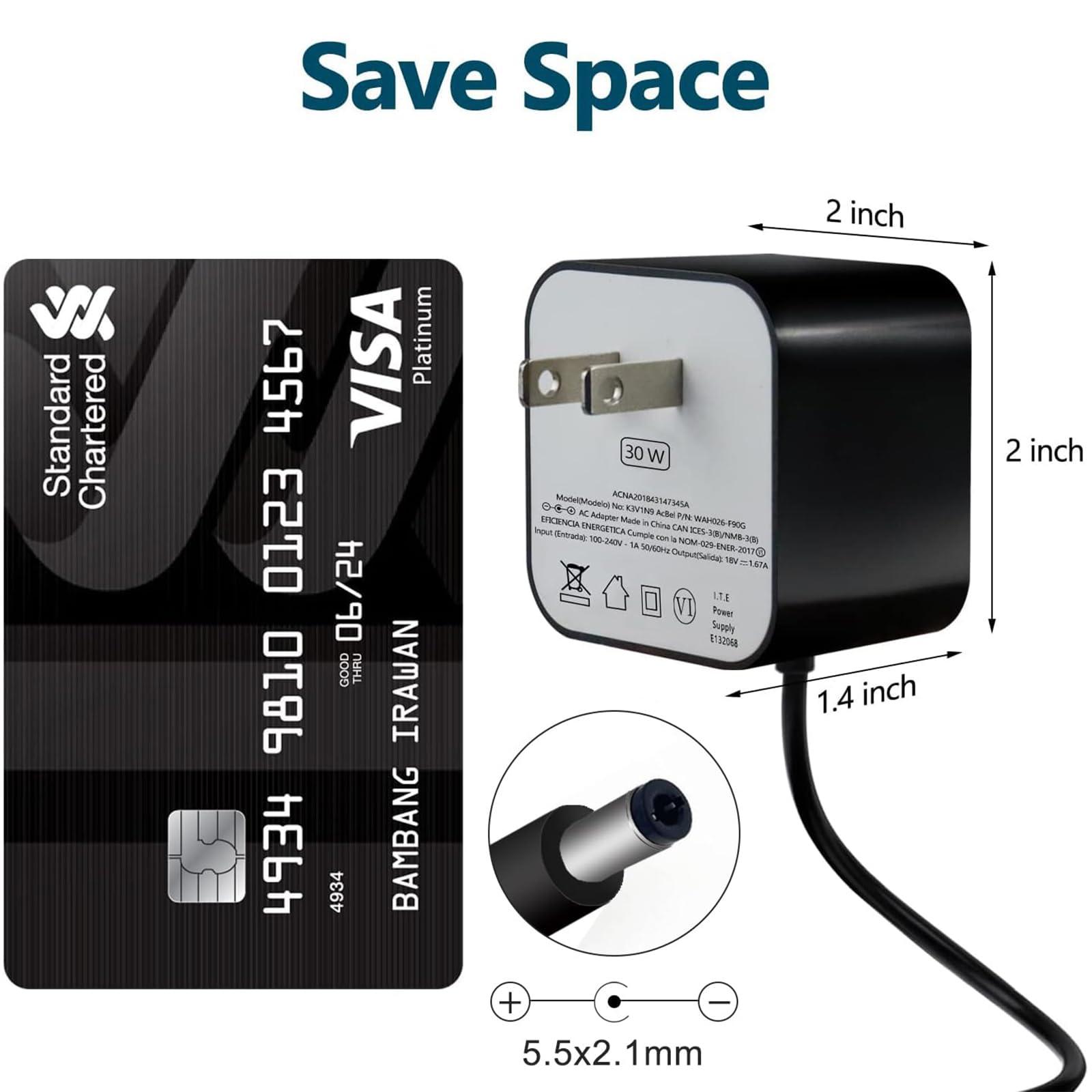 ZTTXL ZTTXL 30W Power Adapter for Echo (4th Gen), Echo (3rd Gen), Echo Show 10 (3rd Gen), Echo Show (2nd Gen), Echo Show 8, and Echo Plus (2nd Gen), 5.8Ft AC Adapter Power Cord