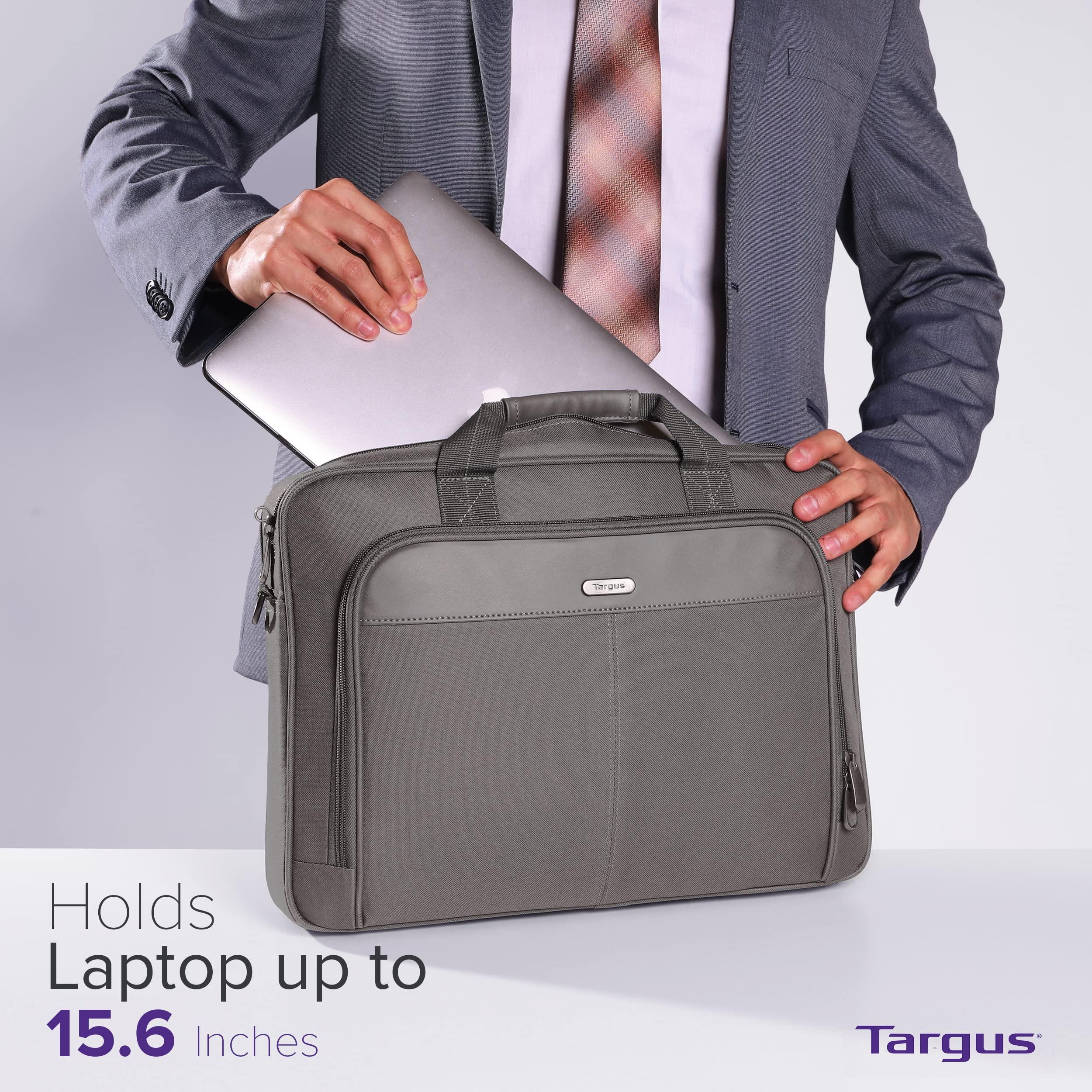 Targus Targus 15-16 Inch Classic Slim Laptop Bag, Gray - Ergonomic Briefcase and Messenger Bag - Spacious Foam Padded Laptop Bag for 16" Laptops and Under (TCT027US)