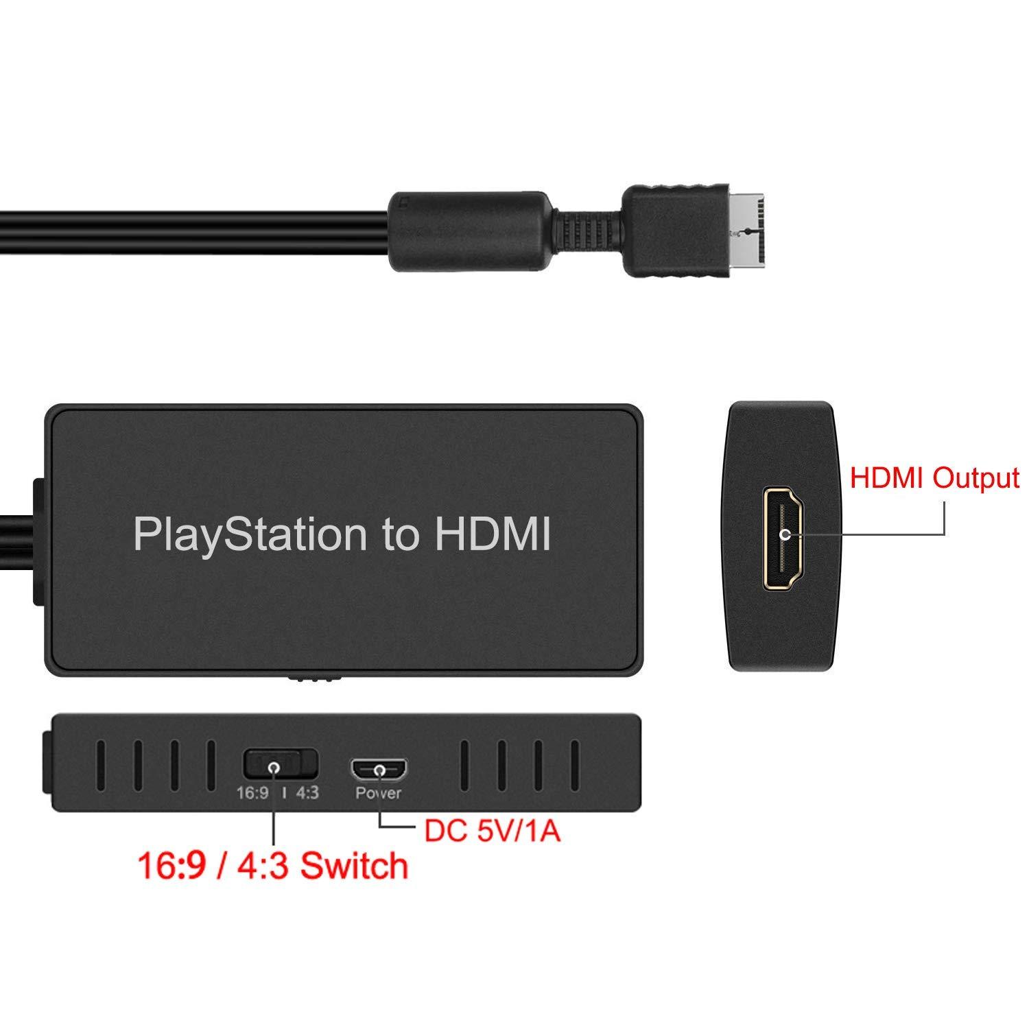 Y.D.F Y.D.F PS2 to HDMI Adapter PS2 HDMI Cable PS2 to HDMI Converter Support 4:3/16:9 Screen Aspect Ratio Switch. Works for PlayStation 1/ PlayStation 2 HD Link Cable PS1 HDMI Adapter PS2 HDMI Converter