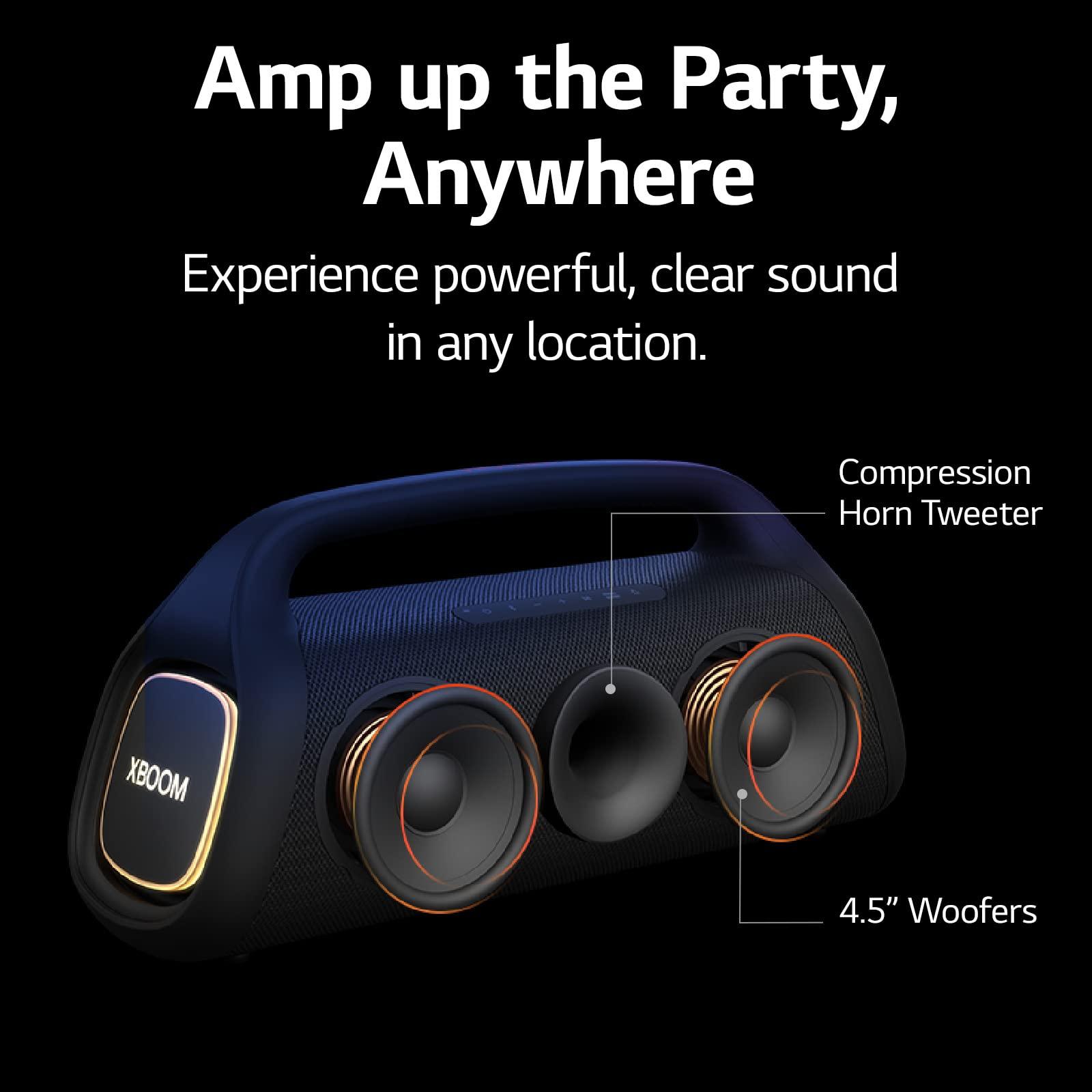 LG LG XG9QBK.DUSALLK Go Portable Bluetooth Speaker - Stage Lighting and up to 24-Hour Battery, Black