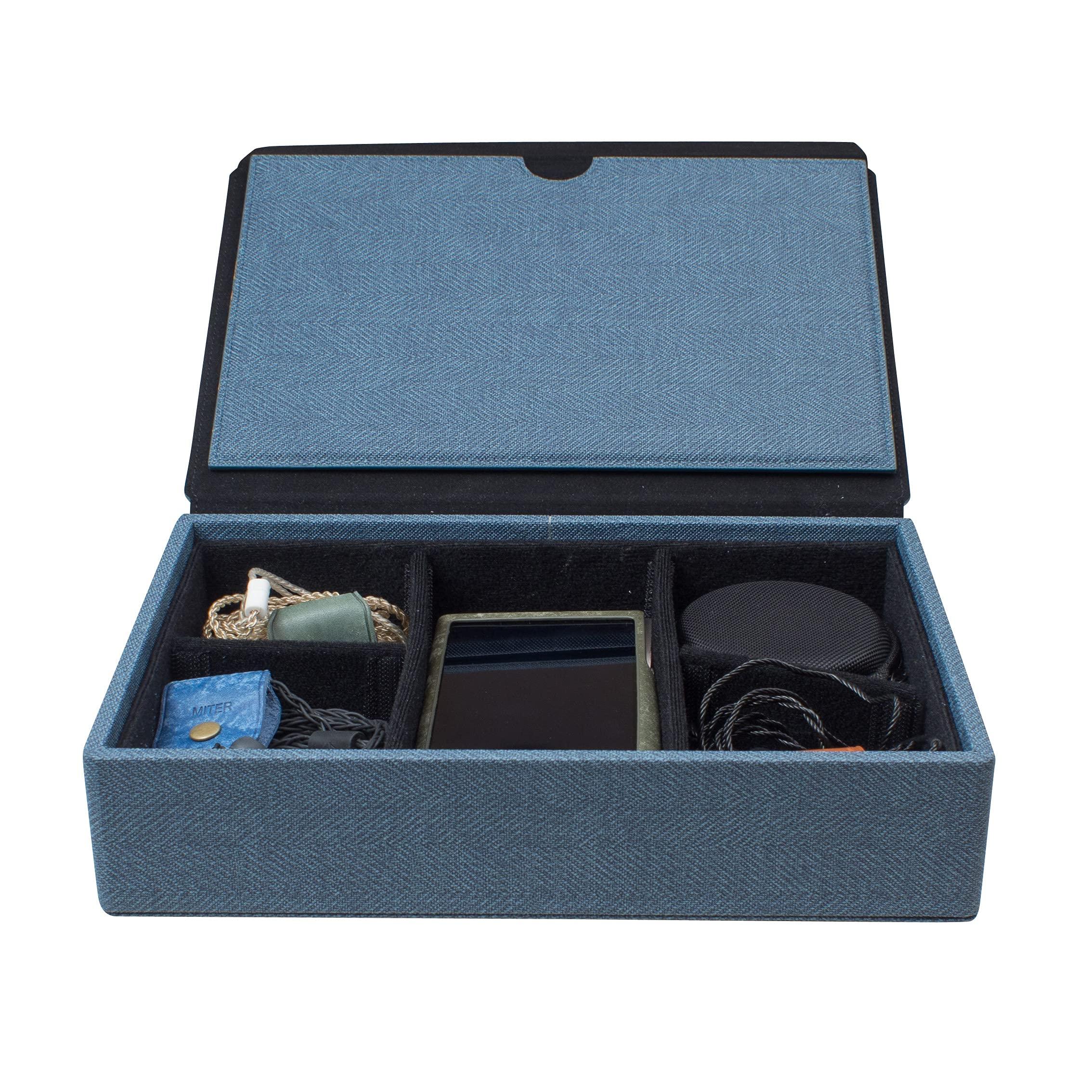 MITER CASE MITER CASE Carrying for DAP + Earphone , Handmade Italy PU Leather Hard Standing 6 IEM Earphones or 3 Digital Audio Players Storage Carry Cover Box (Multi Case-Indigo Blue), (DAP case)