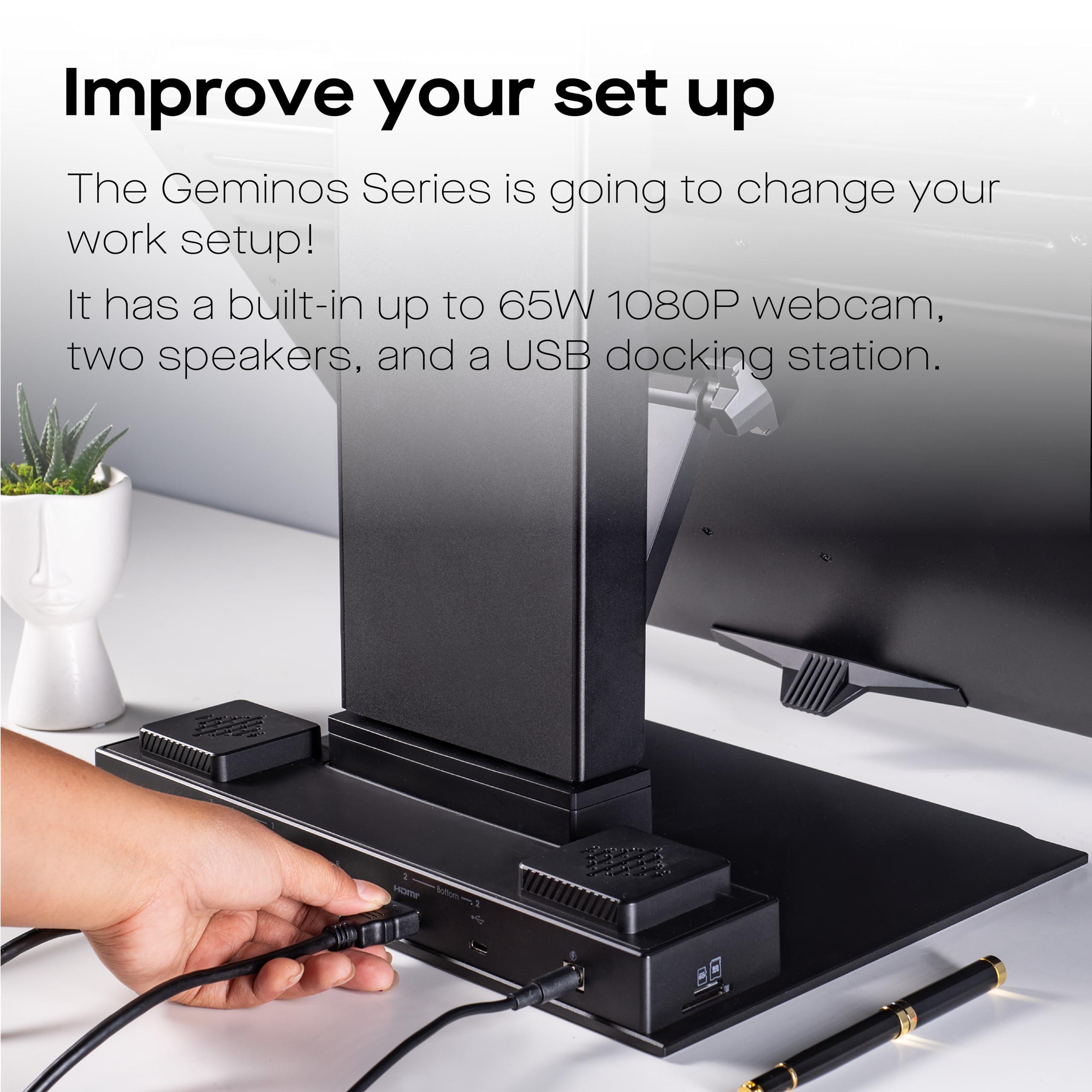 MP Mobile Pixels Geminos, Dual 24" IPS Stacked Computer Monitors with 65W USB-C Charging, with Adjustable Viewing Angle and 1080p Webcam and 3W Speakers, Multiport Docking Station (Desktop Monitor)
