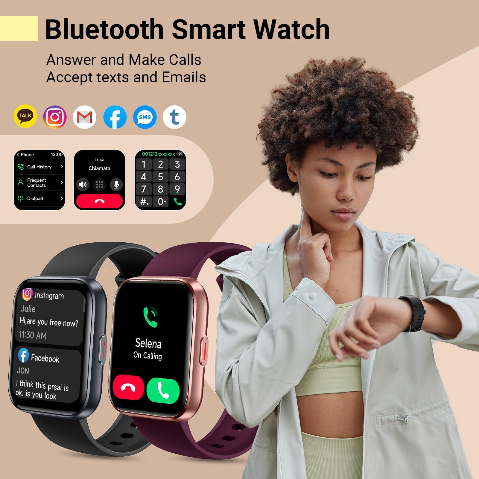 Quican Smartwatch for Women, Compatible with Android & iPhone, 1.8'' Fitness Tracker Watch with Alexa, Call & Notification Alerts, Heart Rate & Sleep Monitor, 120 Sports Modes, Waterproof Watch for Women