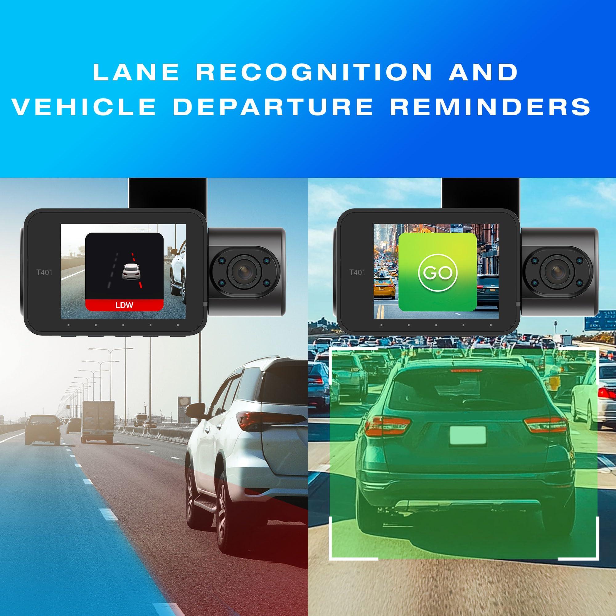 TYPE S TOURING ITEMS Type S T401 4K Dual View Dash Cam with AI Driver Assistance and in-Car Surveillance Camera, AI-Powered Lane, Car, Pedestrian Recognition