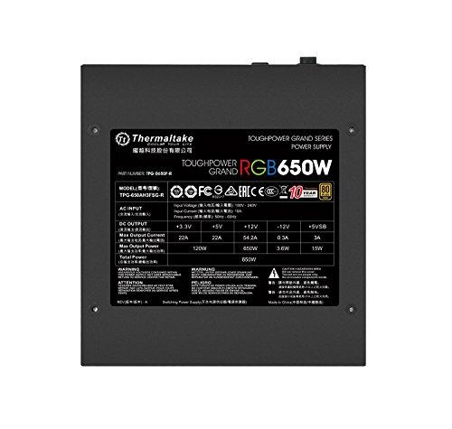 Thermaltake Thermaltake Toughpower Grand RGB 650W 80+ Gold Smart Zero 256-Color RGB Fan Fully Modular Power Supply 10 YR Warranty PS-TPG-0650FPCGUS-R