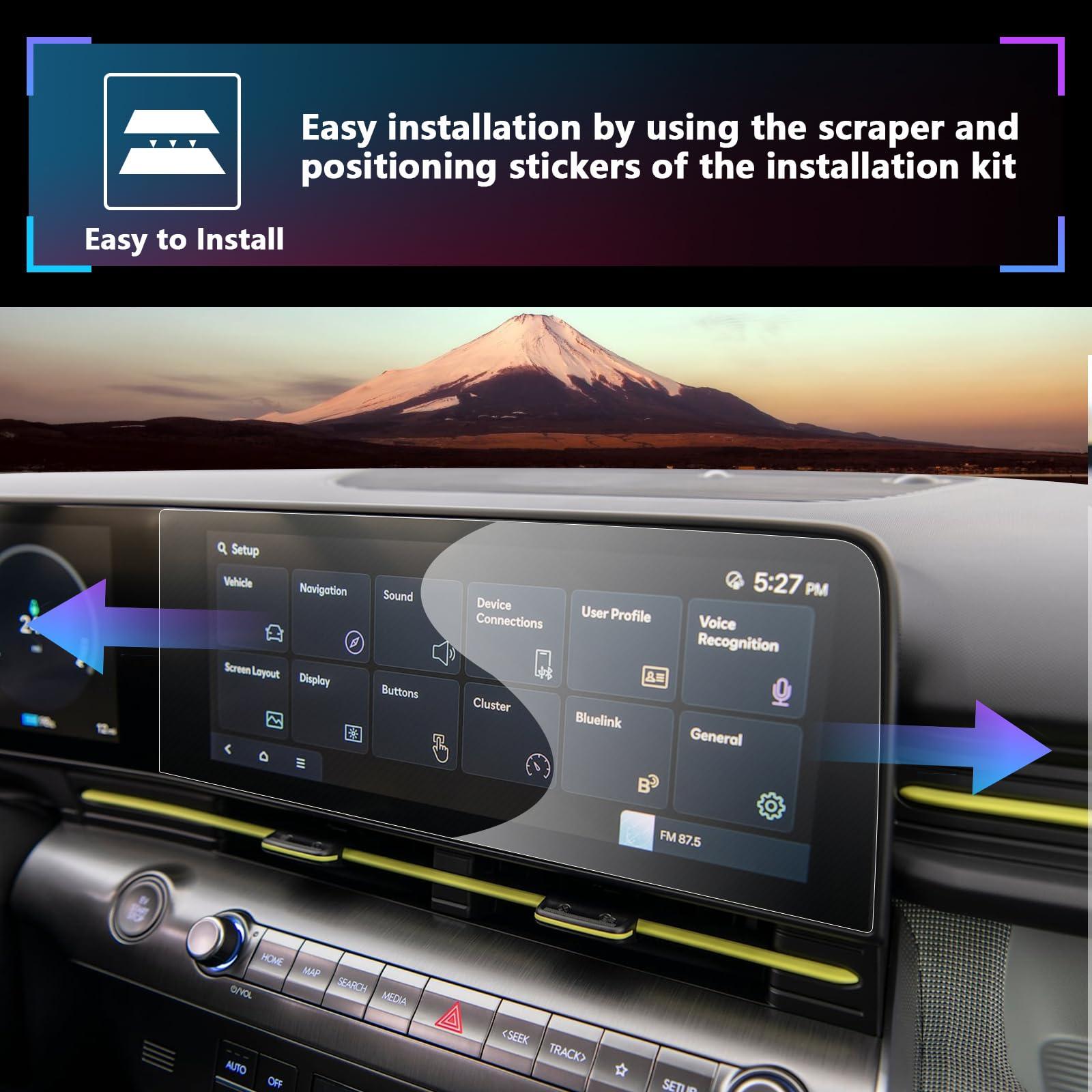 SXCY SXCY for 2024 2025 Hyundai Kona Screen Protector 12.3 Inch 2024 2025 Kona Accessories Touchscreen Navigation Display Screen Cover[2PCS Nano][GPS Right Screen]