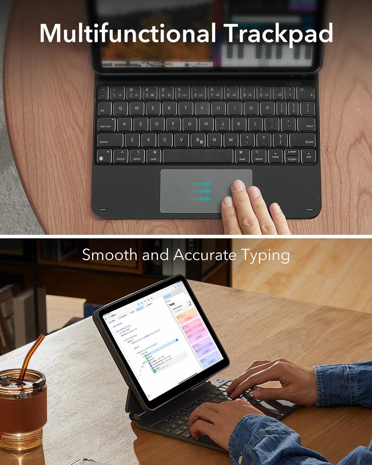 ESR ESR iPad Air 11 Inch Case with Keyboard (M3/M2, 2025/2024) & iPad Pro 11/Air 5th/4th Gen Keyboard, Easy-Set Magnetic Stand, Portrait/Raised Modes, with Removable Protective Case, Black