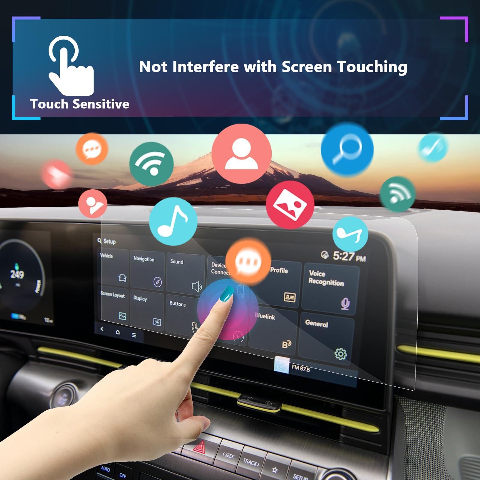 SXCY SXCY for 2024 2025 Hyundai Kona Screen Protector 12.3 Inch 2024 2025 Kona Accessories Touchscreen Navigation Display Screen Cover[2PCS Nano][GPS Right Screen]