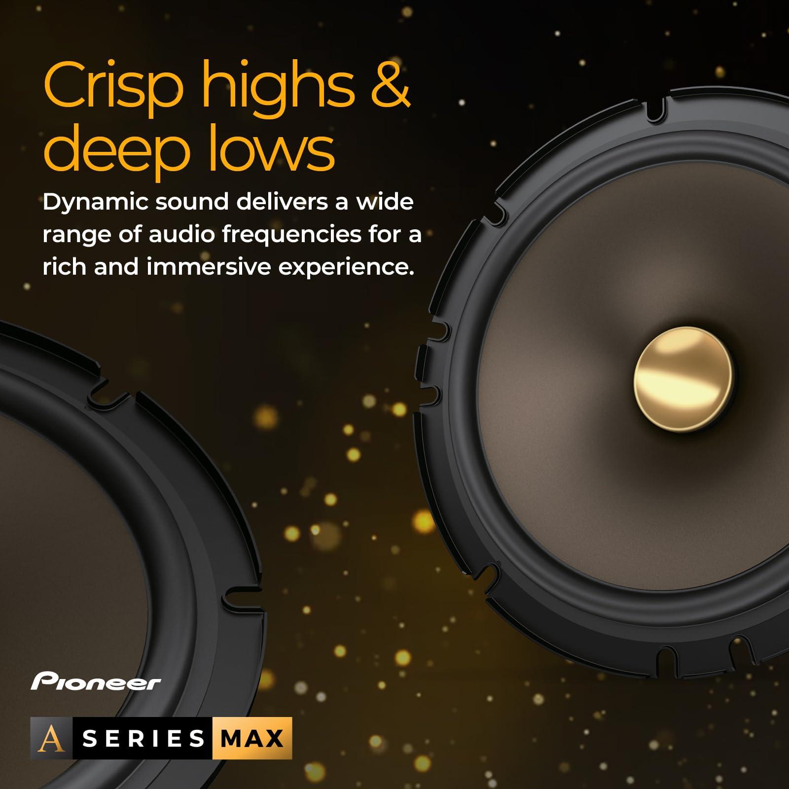 Pioneer Pioneer A-Series MAX TS-A683FH, 2-Way Coaxial Car Audio Speakers, Full Range, Clear Sound Quality, Easy Installation and Enhanced Bass Response, Full Gold Colored 6 x 8 Oval Speakers