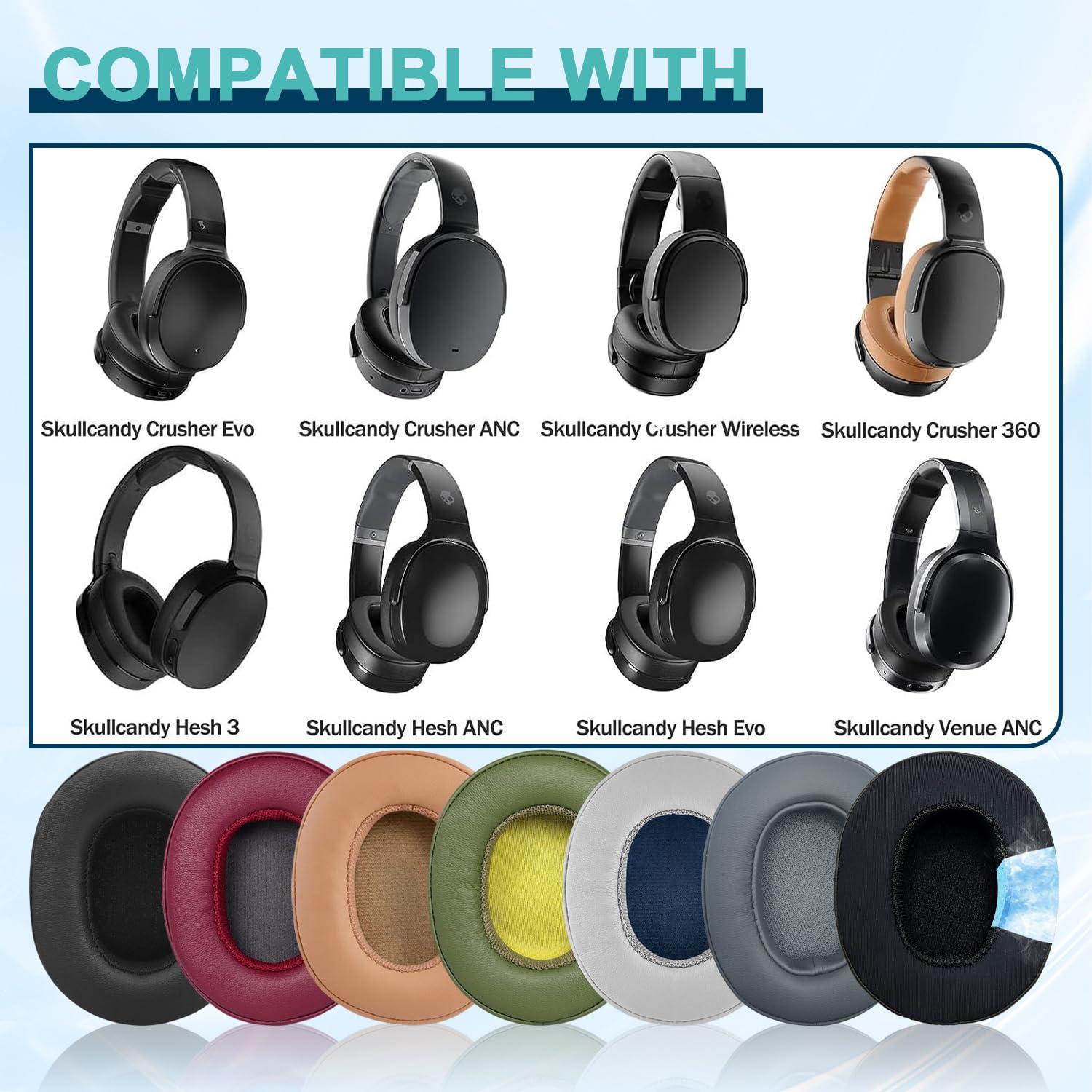 HAOMUK Replacement Ear Pads for Skullcandy Crusher Wireless/Evo/ANC Hesh 3/EVO/ANC, Headphones Ear Cushions, Headset Earpads, Ear Cups Cover-Black