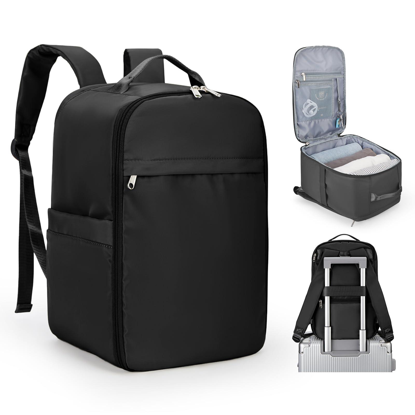 WEPLAN WEPLAN United Airlines Approved Personal Item Travel Bag, Underseat 20L Carry on Backpack, Waterproof Cabin Luggage Bag, mochila de viaje, Frontier Airlines Personal Item Bag, black