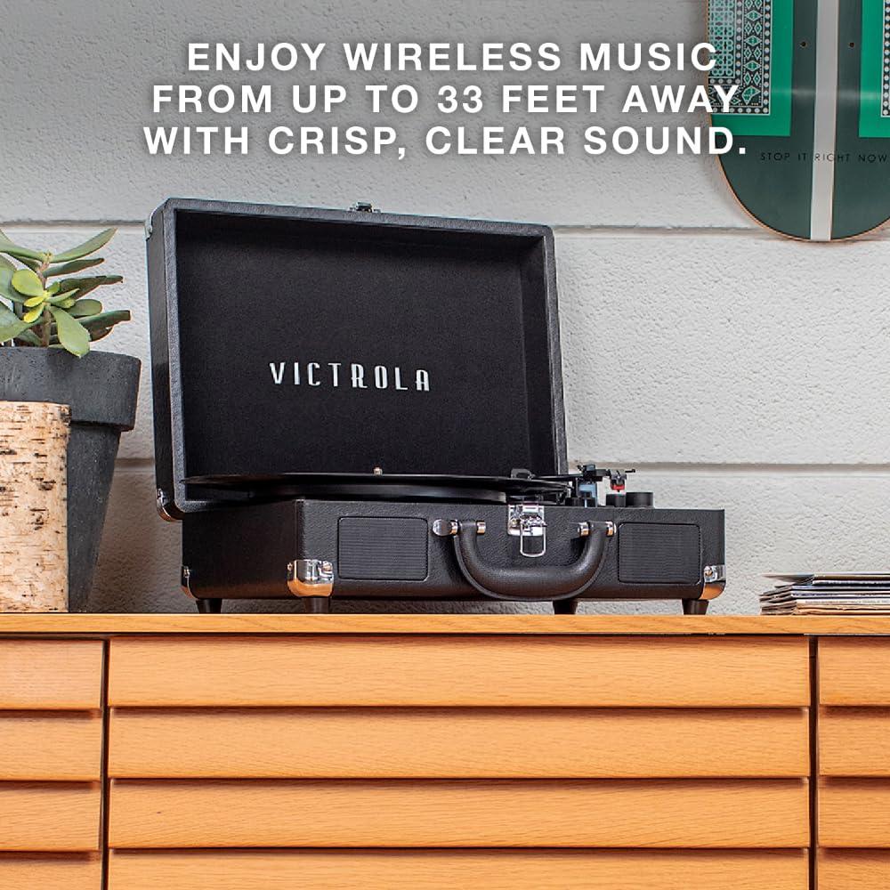 Victrola Victrola Vintage 3-Speed Bluetooth Portable Suitcase Record Player with Built-in Speakers | Upgraded Turntable Audio Sound|Dark Brown, Model Number, Model Number: VSC-550BT-DBR