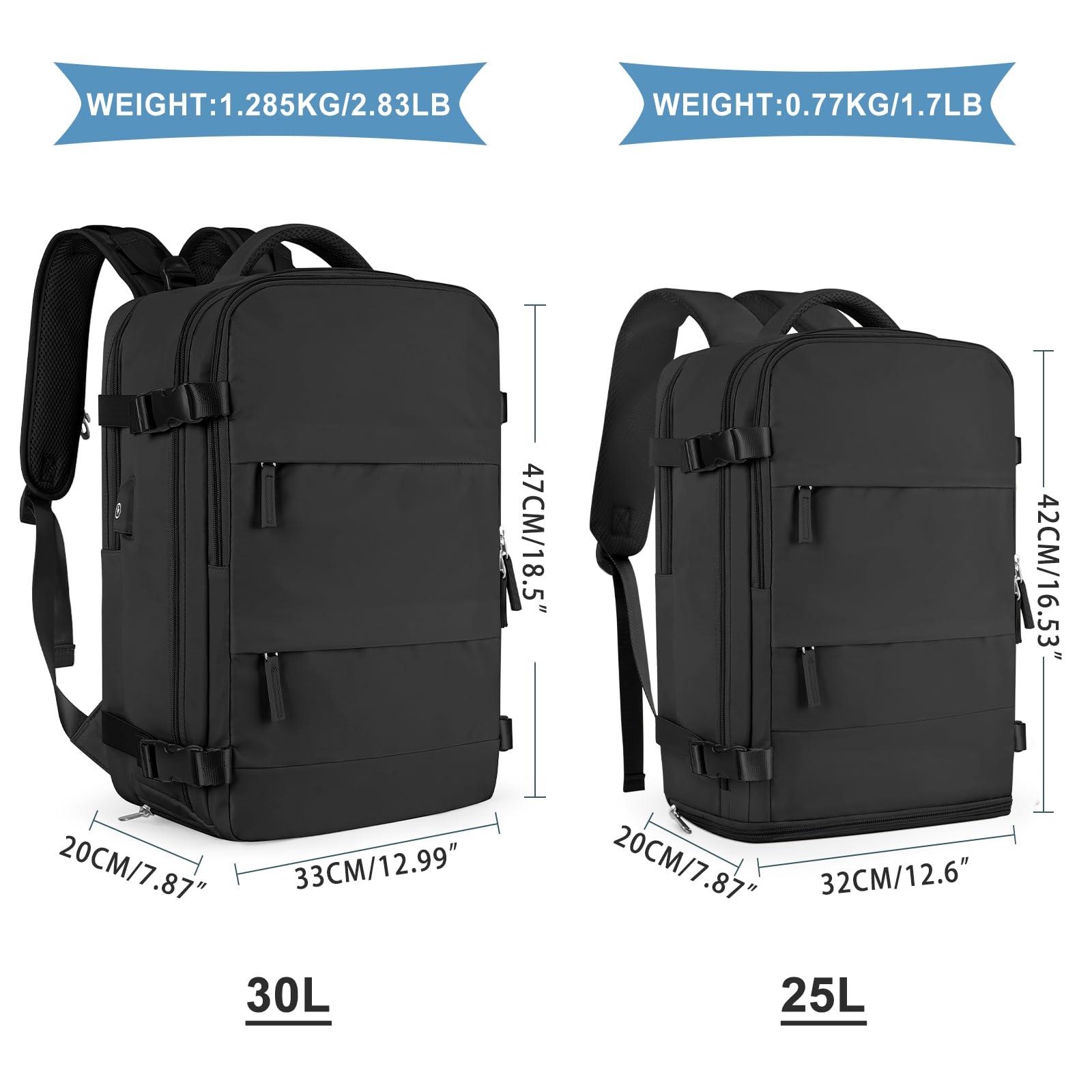 coowoz coowoz Large Travel Backpack For Women Men,Carry On Backpack Flight Approved,Hiking Backpack Waterproof Outdoor Sports Rucksack Casual Daypack Fit 15.6 Inch Laptop Shoes Compartment (Black)