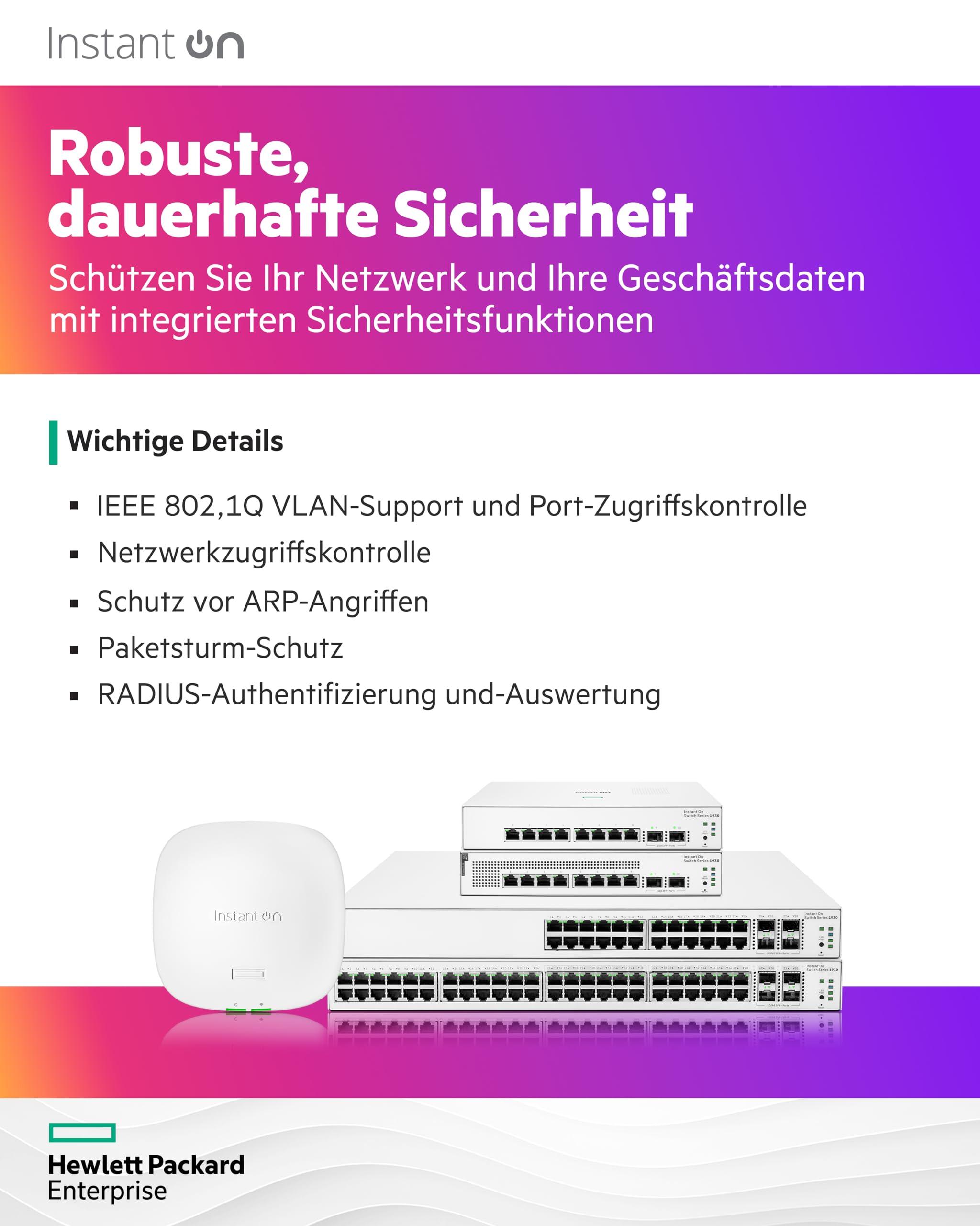 ARUBA Aruba Instant On 1930 28P Gb Ethernet 24xGE PoE (370W), 4X 1G/10G SFP+, L2+ Smart Switch EU Europe Cord (JL684A#ABB)