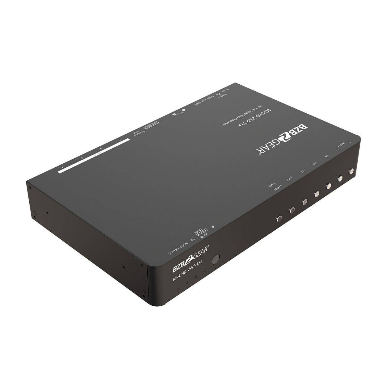 BZB GEAR 4-Port 4K UHD Video Wall Processor with Scaler, Audio and 1x3/1x4/2x2/4x1 Layout