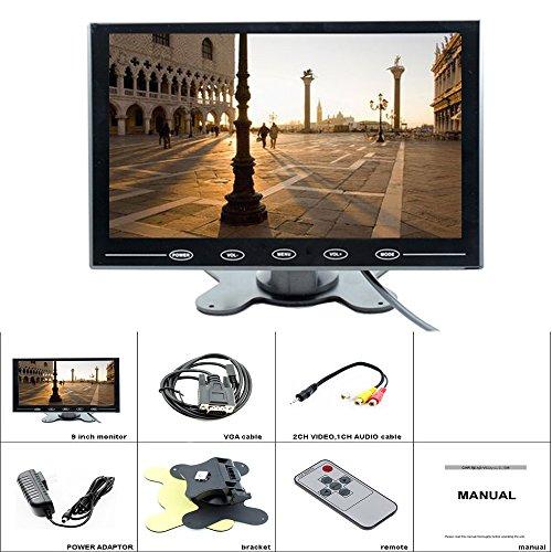 CAMECHO CAMECHO 9 Inch LCD Monitor HD Color Screen, 2 Video Input/HDMI/VGA, Support Car Backup, Mini PC Display, CCTV, Home Security, with Remote Control