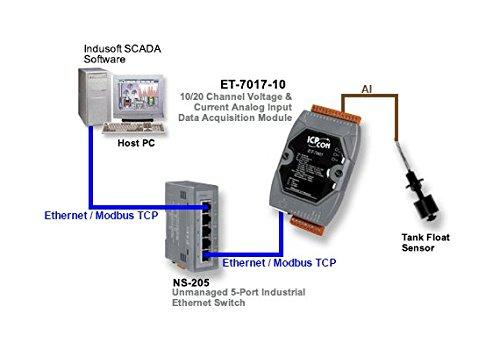 ICP DAS ICP DAS ET-7017-10: 10/20 Channel Voltage & Current Analog Input Data Acquisition Module with High Voltage Protection and 4 Digital outputs