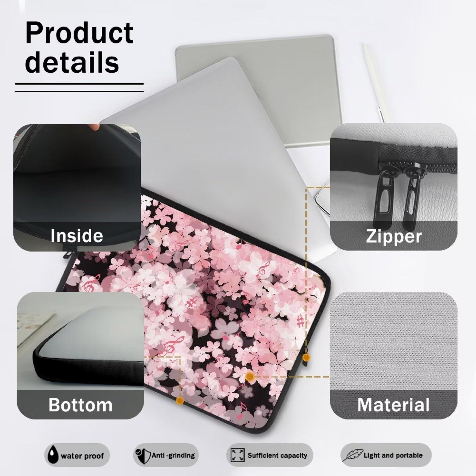 Snilety Snilety Pink Flower Laptop Bag 15 Inch, Women Large Capacity Computer Bag Business Laptop Briefcases Waterproof Handbag Lightweight Tote Bags