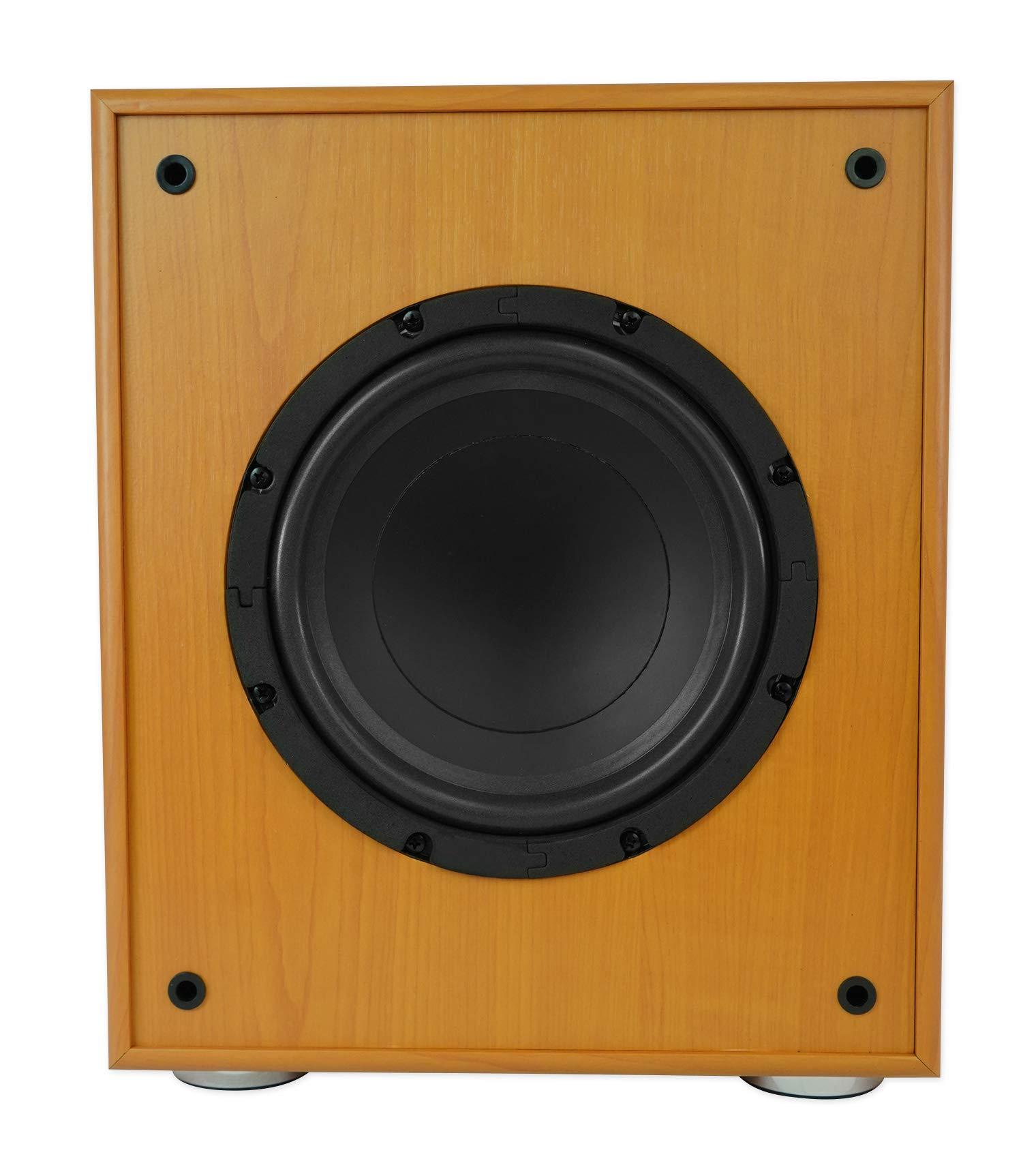 Rockville Rockville Rock Shaker 8 Classic Wood, 8\" Powered Subwoofer, 400W, Deep Bass, Class-D Amp, RCA Inputs, Perfect for Home Theater & Studio