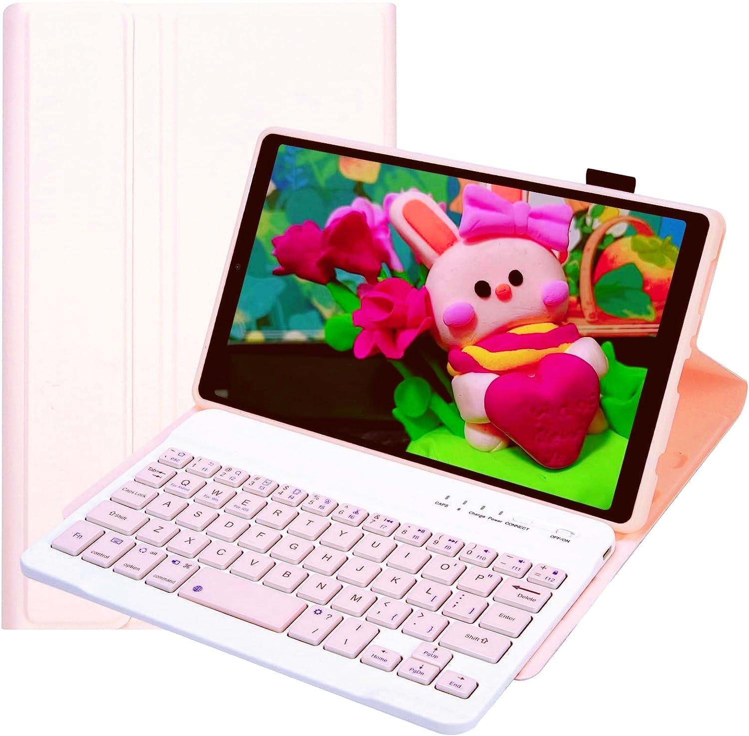 Lrufodya Lrufodya Keyboard Case for Samsung Galaxy Tab A7 Lite 8.7" 2021, Candy Colors Detachable Wireless Keyboard with Slim Cover for Model SM-T220 T225 T227 (Pink)