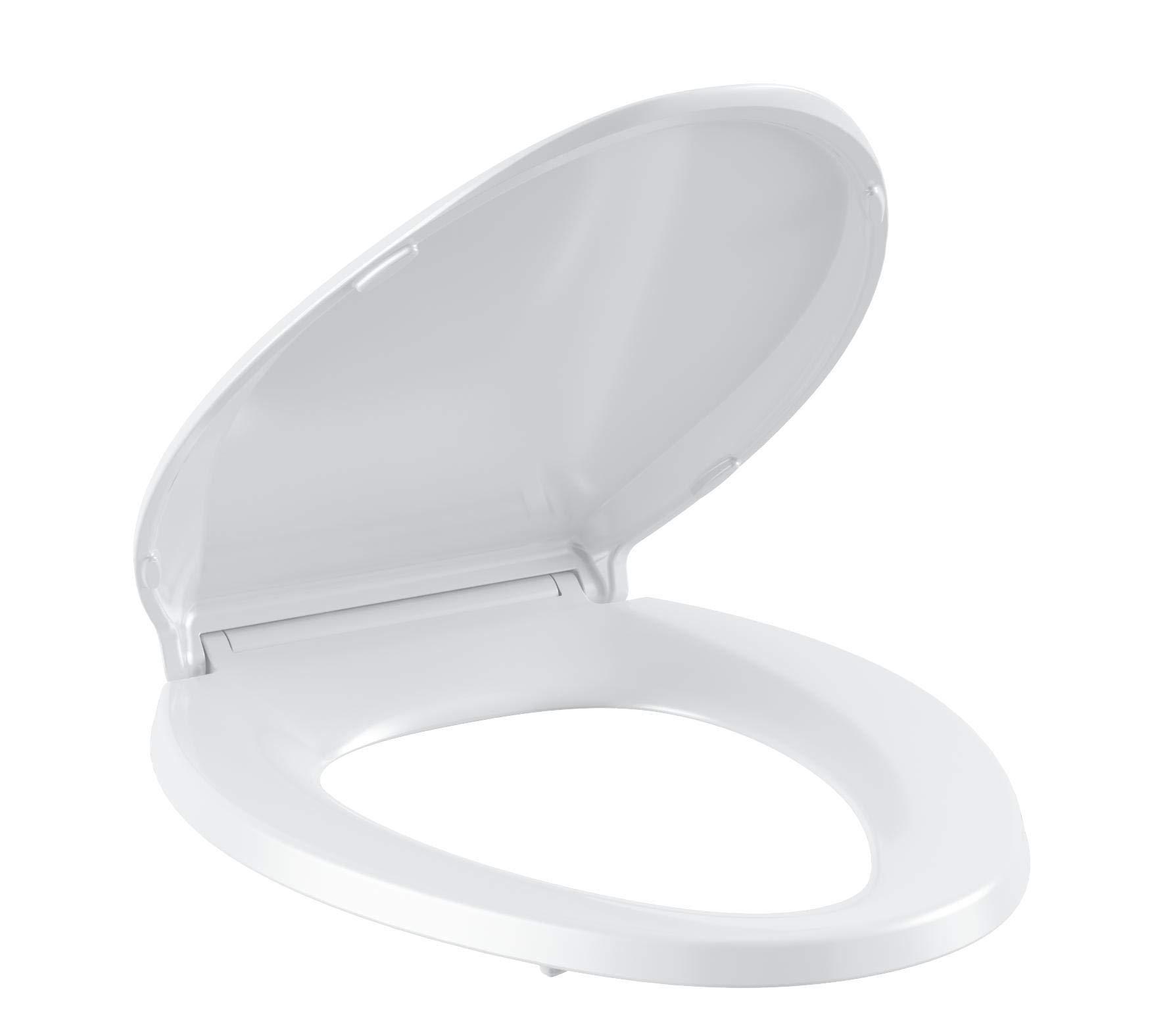 Kohler KOHLER K-4636-0 Cachet Elongated, Grip-Tight Bumpers, Quiet-Close Release Hinges, Quick-Attach Hardware, No Slam Toilet Seat, White