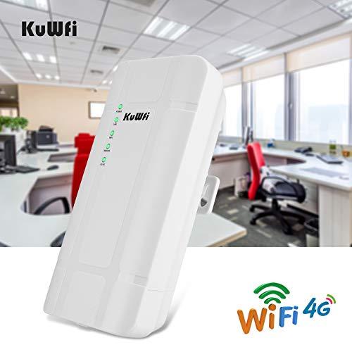 KuWFi KuWFi 300Mbps Outdoor 4G LTE CPE WiFi Router with Sim Card Slot CAT4 SIM Routers with POE Adapter Work with IPcamera or Outside WiFi Coverage (US Version B2/B4/B5/B12/B13/B14/B66/B71)