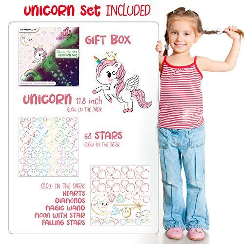 MAFOX Glow in The Dark Stars, Glowing Unicorn Sets with Castle Moon and Rainbow Wall Decals for Kids Bedding Room, Great for Birthday Gift Wall Mural Stickers for Girls and Boys