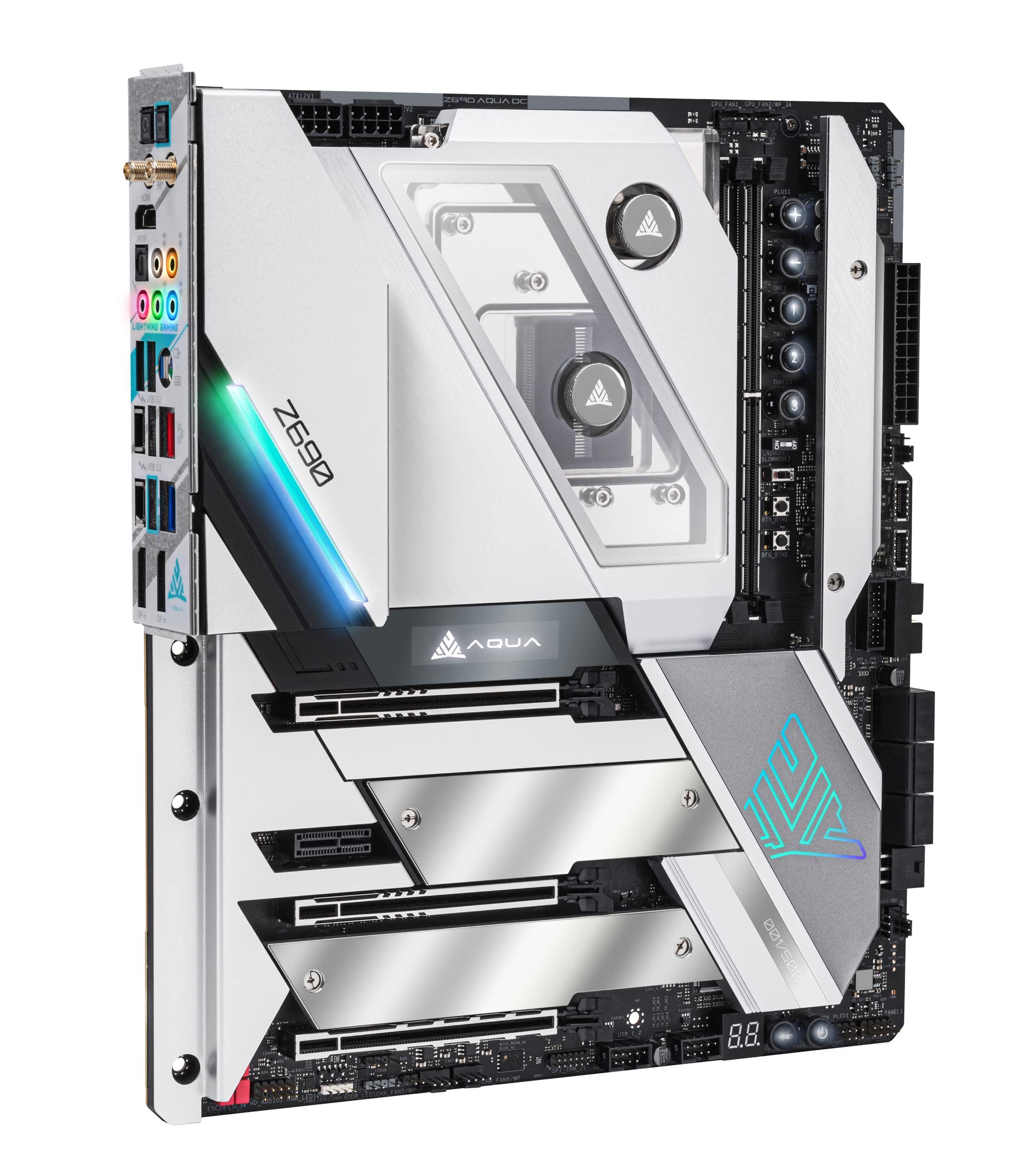 ASRock ASRock Z690 Aqua OC Motherboard DDR5 7000 Dual Channel 6 SATA3 LGA1700 96GB 2oz Copper PCB 12 Layer PCB EATX SATA3 6.0 Gb/s