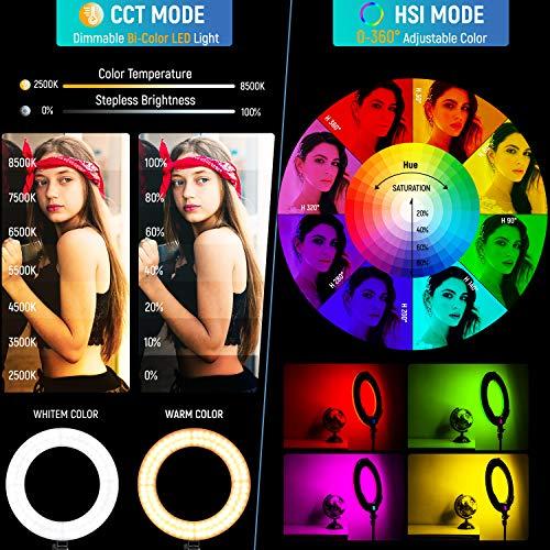 weeylite Weeylite 18 inch RGB Ring Light, App Control RGB Light Ring with Stand and Phone Holder/Remoter/Ipad Holder, Dimmable 2500K8500K CRI 95+ LED Circle Selfie Light for TikTok Selfie Liver Stream Makeup