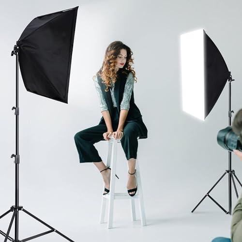 AQIRUI Aqirui Softbox Lighting Kit Photography Studio Light with 2 x 85W 5500K E27 Bulbs 2 x 20"x 28" Reflector Photo Equipment for YouTube Filming Product Portraits and Video