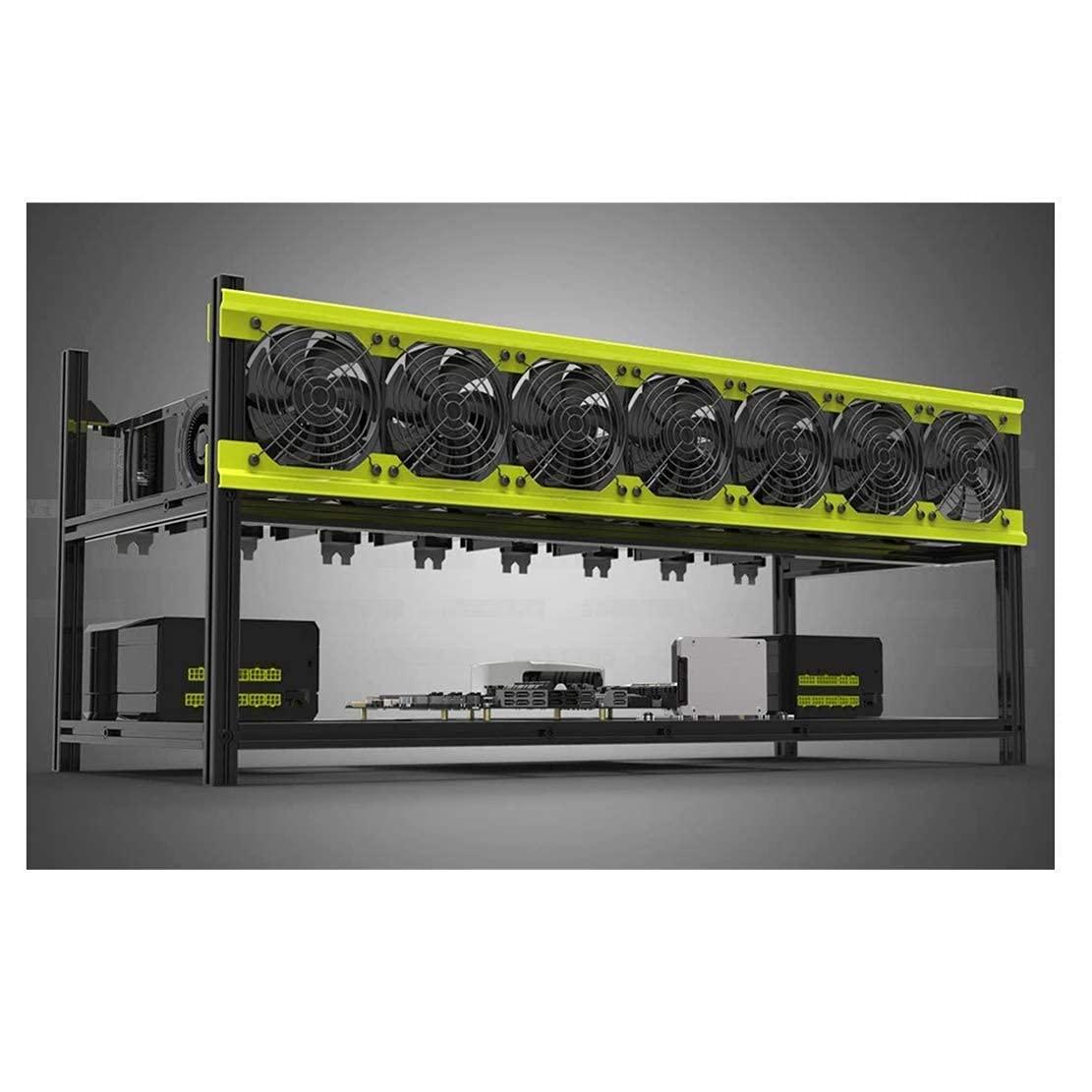 HLL HLL Professional 68 GPU Miner Mining Case Aluminum Frame Mining Rig for ETH ZECBitcoin Crypto Coin Currency Mining Veddha (V3D-8GPU+7FANS)