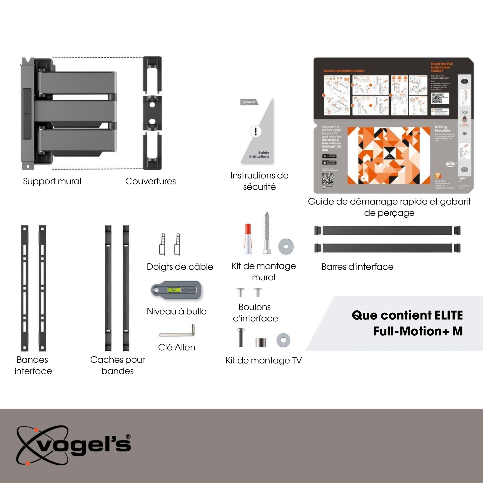 Vogel's Vogel's TVM 5445 Full-Motion Ultra-Thin TV Wall Bracket for 32-65 inch TVs, Max. 77 lbs, Swivels up to 180, Full-Motion TV Mount max. VESA 400x400, Universally Compatible