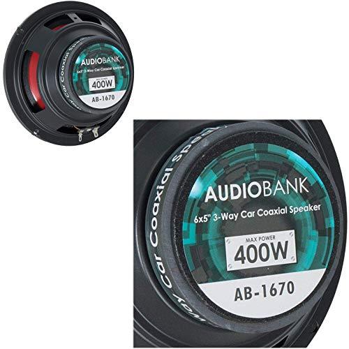 Audiobank 2 Pairs of Audiobank 6.5" 400 Watt 3-Way Red Car Audio Stereo Coaxial Speakers - AB1670 (4 Speakers)