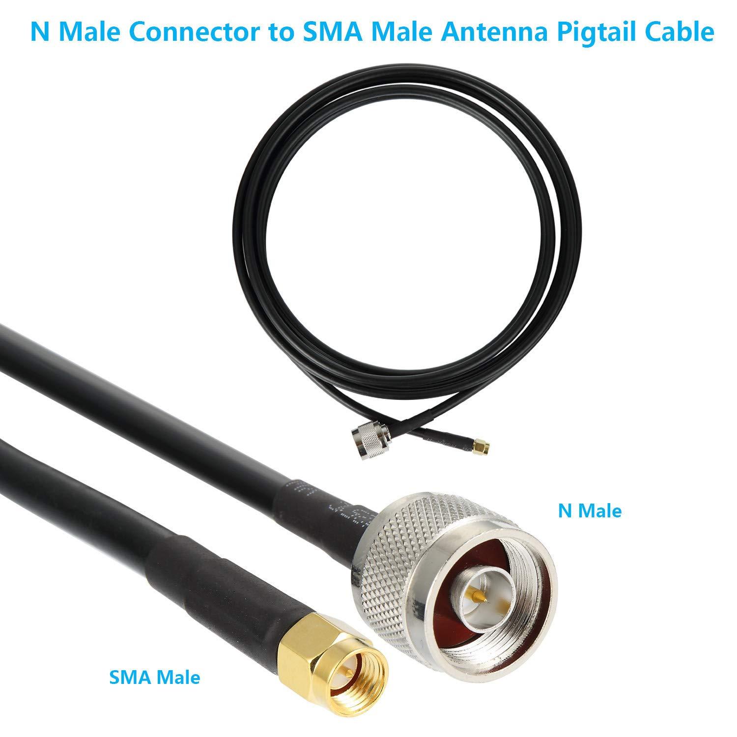 GEMEK GEMEK 10ft SMA Male to N Male Pure Copper Cable, Low Loss S-MR240 Coaxial for 3G 4G 5G 6G LTE ADS-B Ham GPS WiFi RF Radio to Antenna or Surge Arrester Use (50 Ohm Not for TV)