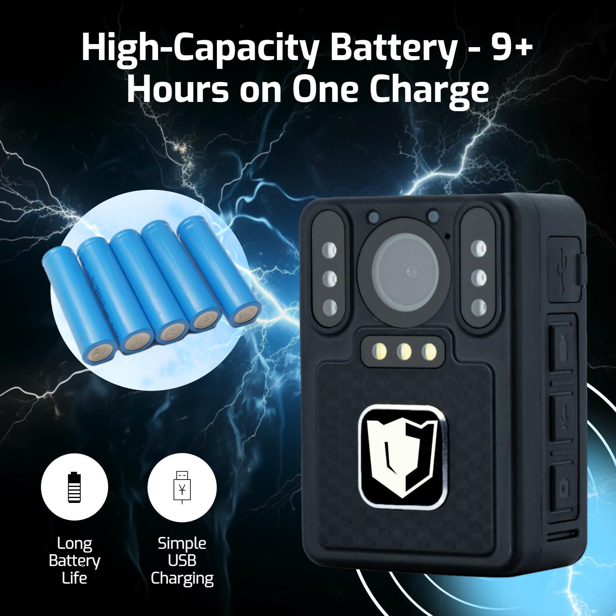 ARMORHAWK ARMORHAWK 4K Body Camera with Audio and Video Recording - Police Body Worn Camera | 140 Wide View Lens | Night Vision, Wearable, Emergency Alarm - for Civilians, Security, Law Enforcement, Personal